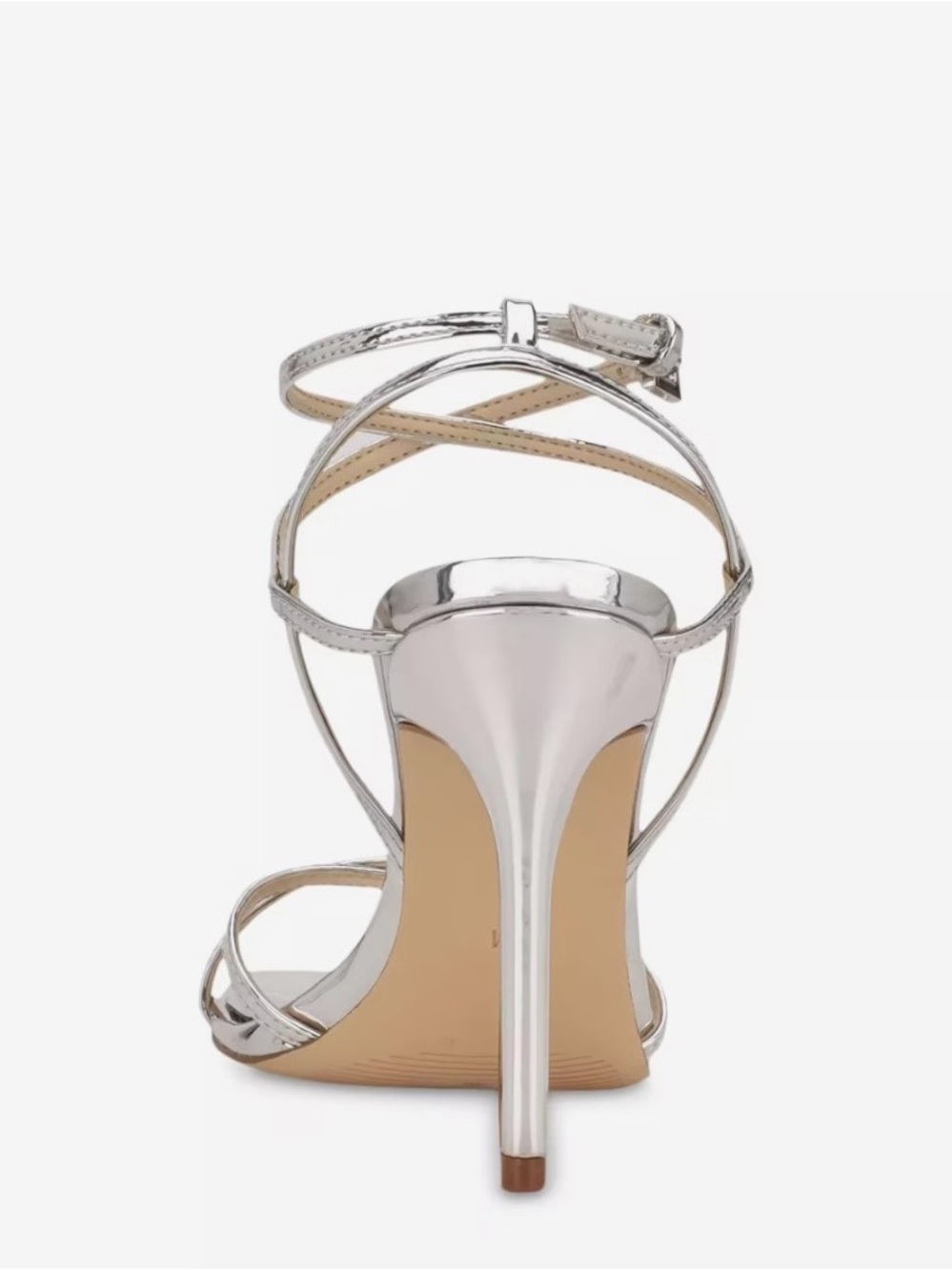 EUC CALVIN KLEIN TEGIN SILVER METALLIC STILETTO DRESS SANDAL SIZE 8M - Picture 4 of 15